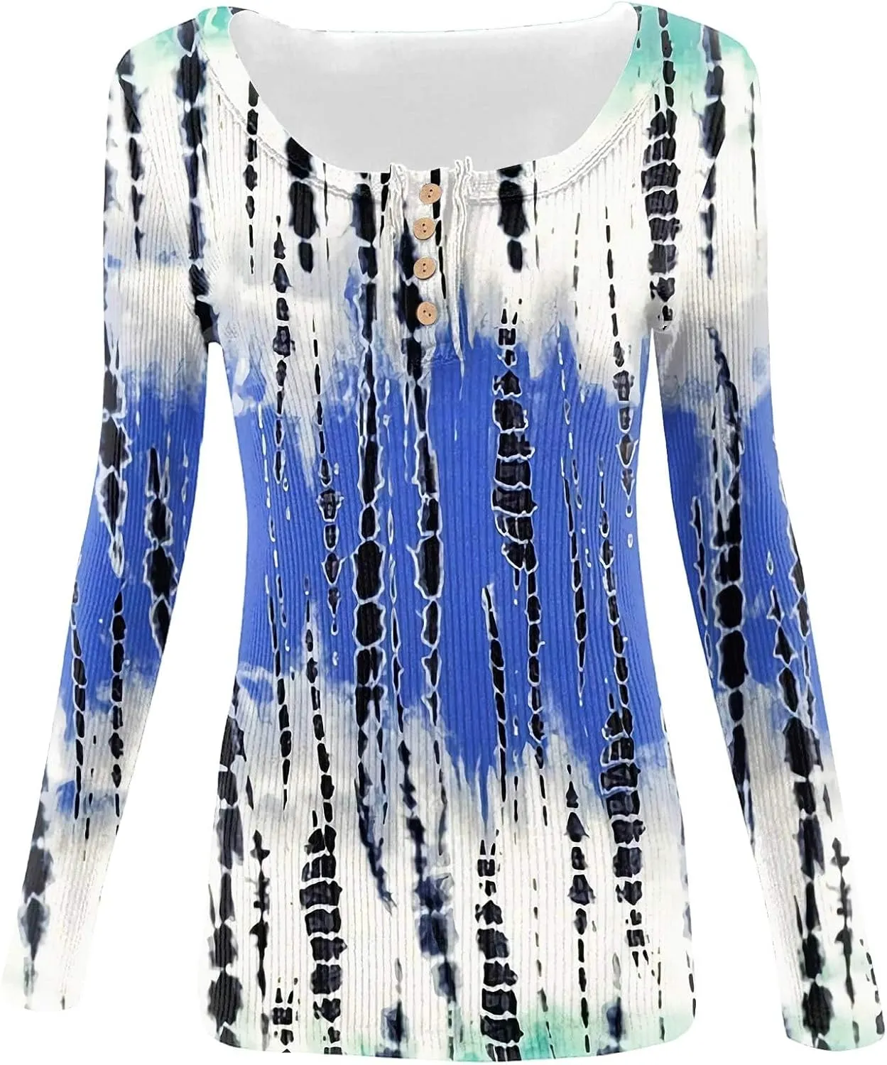 2023 Fall Winter Women's Tshirt Long Sleeve top Button lace Round Neck Gradient Print Casual Fashion Shirt Sexy Tunic