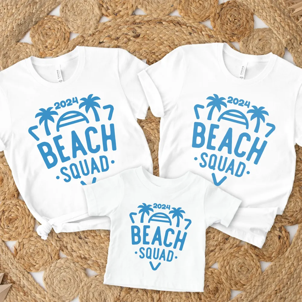 2024 Beach Squad Family Matching White T-Shirts