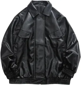 Aelfric Eden Womens Oversized Leather Jackets Mens Faux Leather Bomber Jacket 90s Vintage Biker Racing Moto Jackets