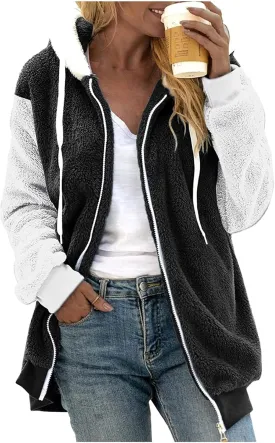 ChicCrate Womens 2025 Fuzzy Fleece Jacket Coats with Hood Trendy Winter Clothes Plus Size Zip Up Sherpa Lined Jackets S-5XL