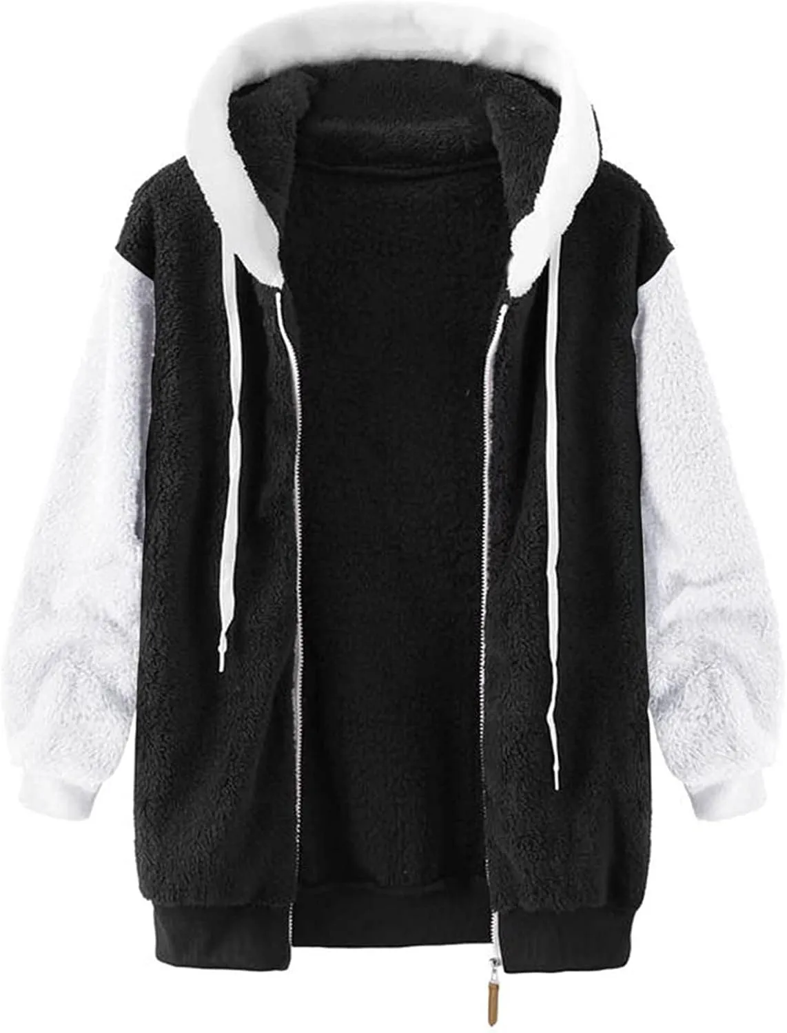 ChicCrate Womens 2025 Fuzzy Fleece Jacket Coats with Hood Trendy Winter Clothes Plus Size Zip Up Sherpa Lined Jackets S-5XL
