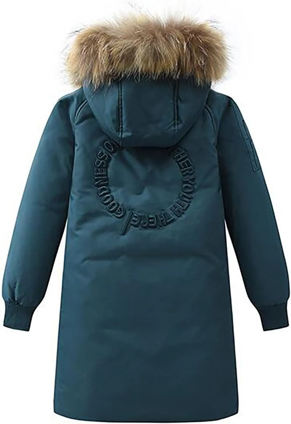 Girls Boys Long Winter Coat Heavyweight Puffer Jacket Insulated Parka with Fu Hooded Padded Down Coat for Kids