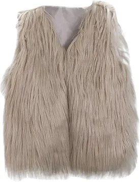 Kids Girl Faux Fur Vest Coat Toddler Winter Fleece Fuzzy Furry Jacket Sleeveless Coat Thick Warm Waistcoat Outwear