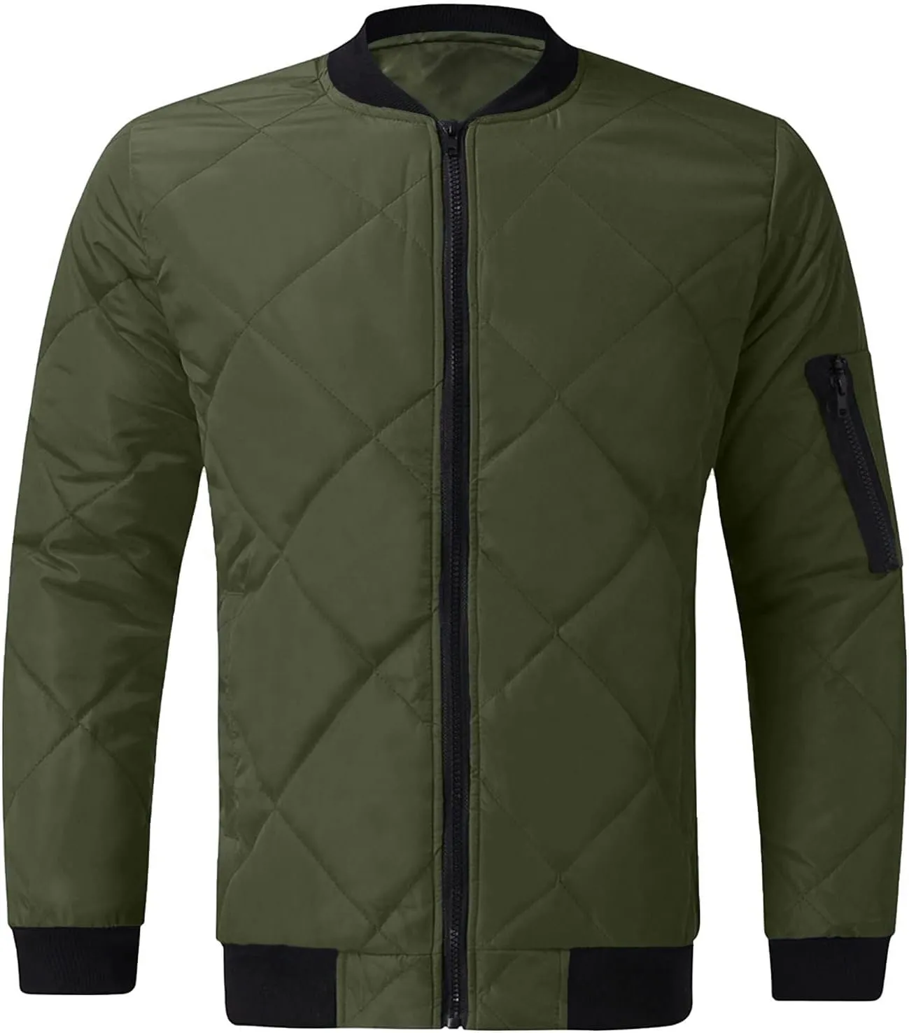 Men's Insulated Winter Coats Lightweight Full Zip Quilted Bomber Jackets Padded Puffer Coats for Travel Cold Weather