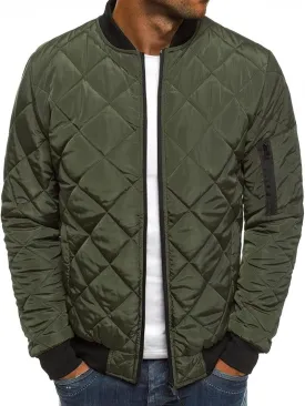 Men's Insulated Winter Coats Lightweight Full Zip Quilted Bomber Jackets Padded Puffer Coats for Travel Cold Weather