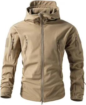 Men's Military Tactical Jackets Camouflage Softshell Fleece Fall Windbreaker Waterproof Outdoor Hooded Rain Coats