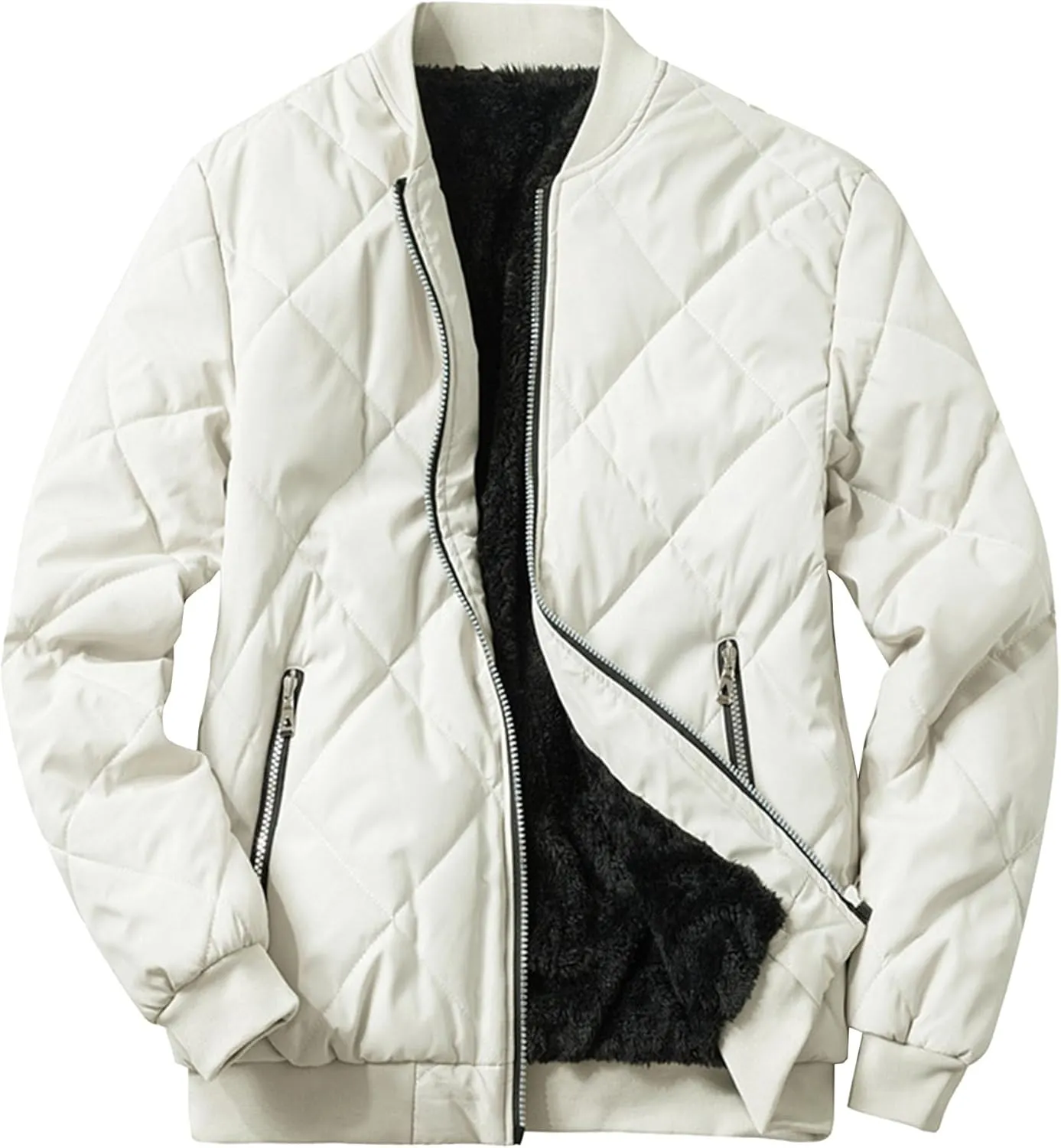 Mens Thicken Pilot Padded Coats Windproof Quilted Puffer Warm Jacket Zip Up Midweight Thick Bomber Coat