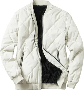 Mens Thicken Pilot Padded Coats Windproof Quilted Puffer Warm Jacket Zip Up Midweight Thick Bomber Coat