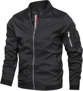 Men's Windbreaker Bomber Jackets Lightweight Water-Resistant Windproof Spring Fall Winter Stylish Jackets