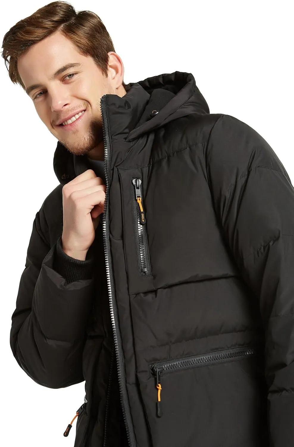 Orolay Men's Thickened Down Jacket Hooded Winter Puffer Jacket with 6 Pockets