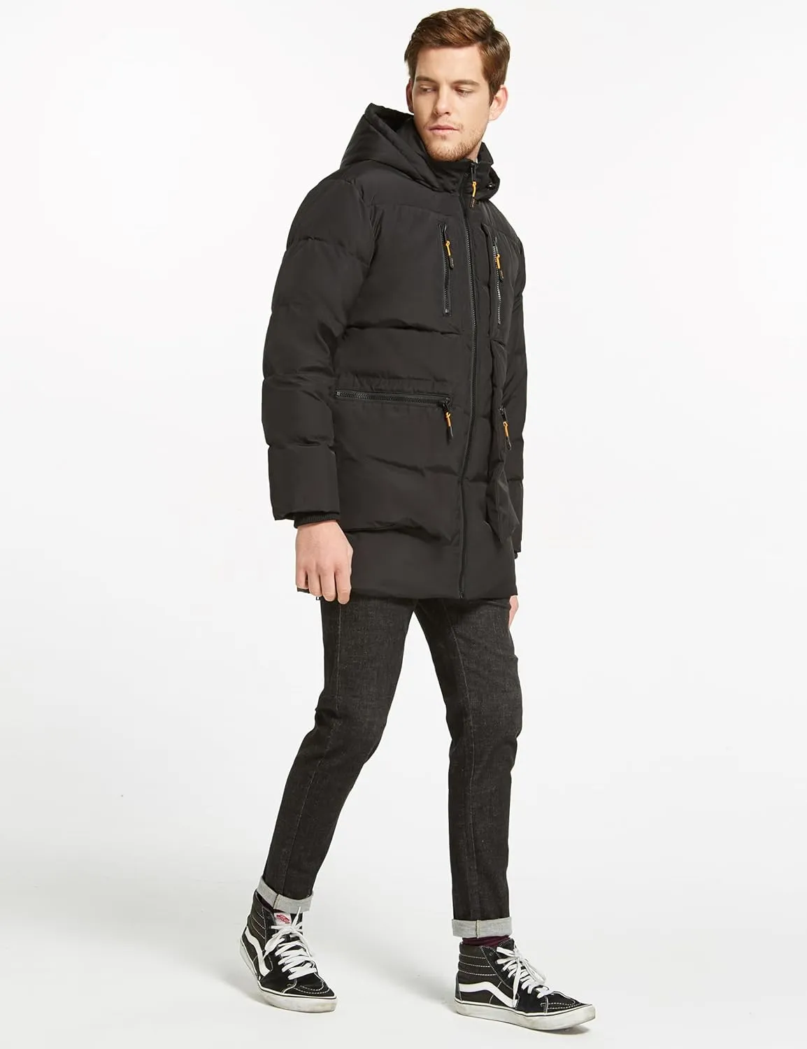 Orolay Men's Thickened Down Jacket Hooded Winter Puffer Jacket with 6 Pockets