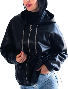 Oversized Hooded Faux Leather Jacket Women | Leather Jackets for Women 2025 |Trendy Fall Jackets