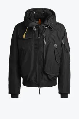 Parajumpers Men's Gobi down-filled hooded bomber jacket in black PMJCKMA01