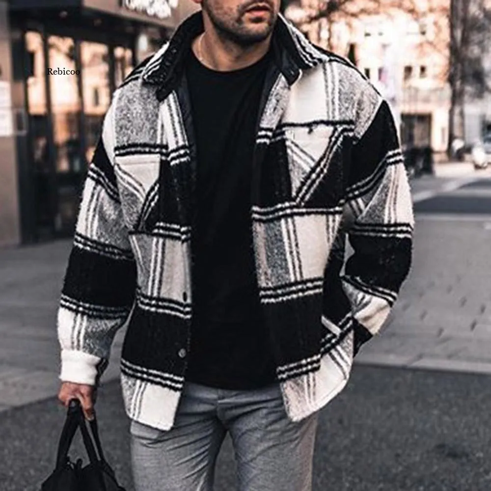 Plaid Lapel Fashion Jackets