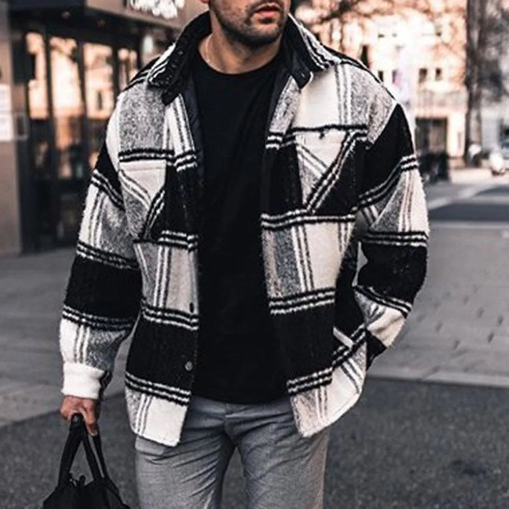 Plaid Lapel Fashion Jackets