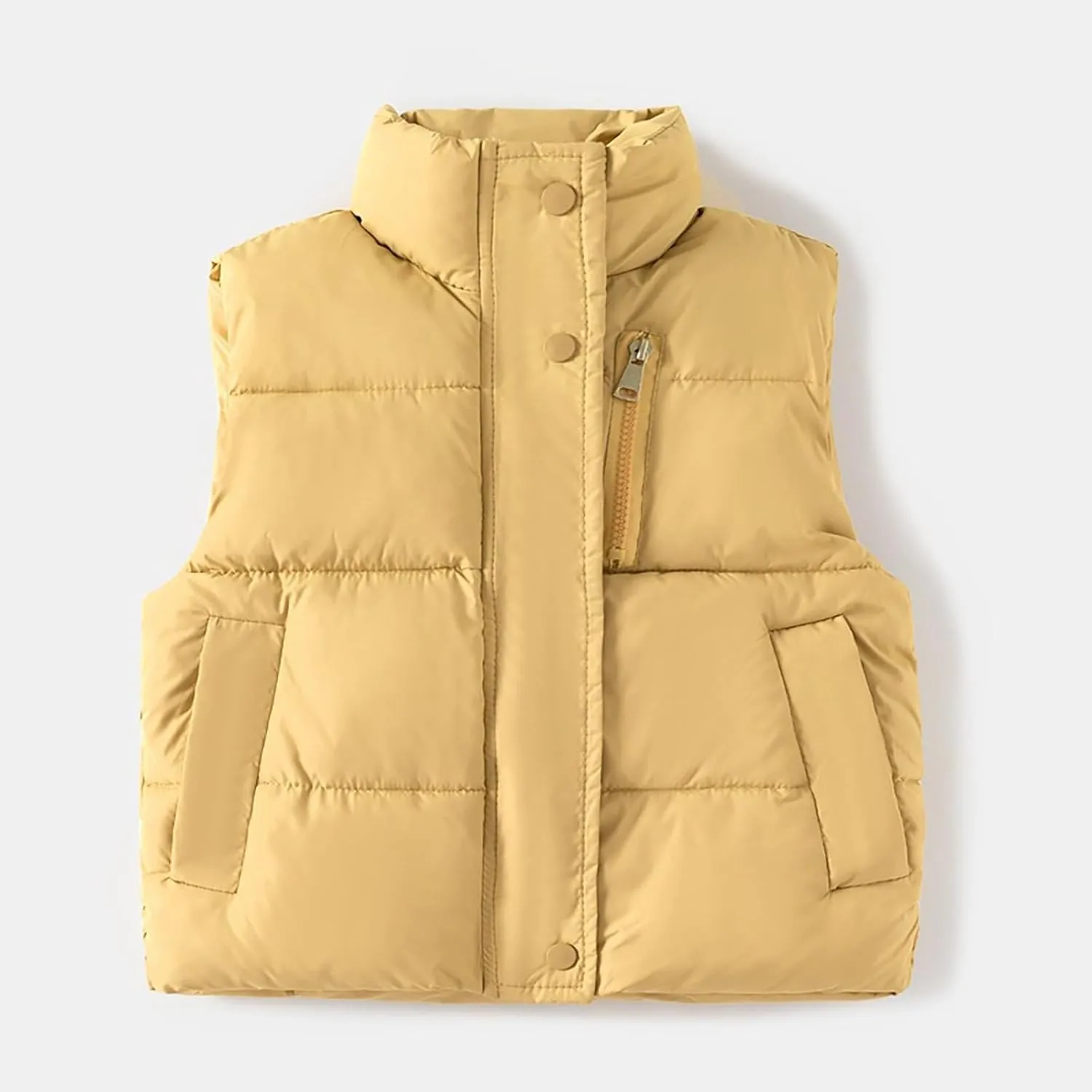 Toddler Boys Girls Quilted Bubble Puffer Vest Winter Coat Sleeveless Down Coat Standing Collar Baby Padded Waistcoat