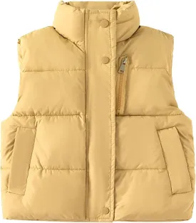Toddler Boys Girls Quilted Bubble Puffer Vest Winter Coat Sleeveless Down Coat Standing Collar Baby Padded Waistcoat