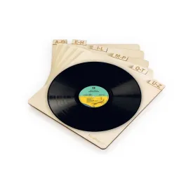 Tunephonik Vertical Laser Cut Wooden Record Dividers To Organize Vinyl Lps Up To 12