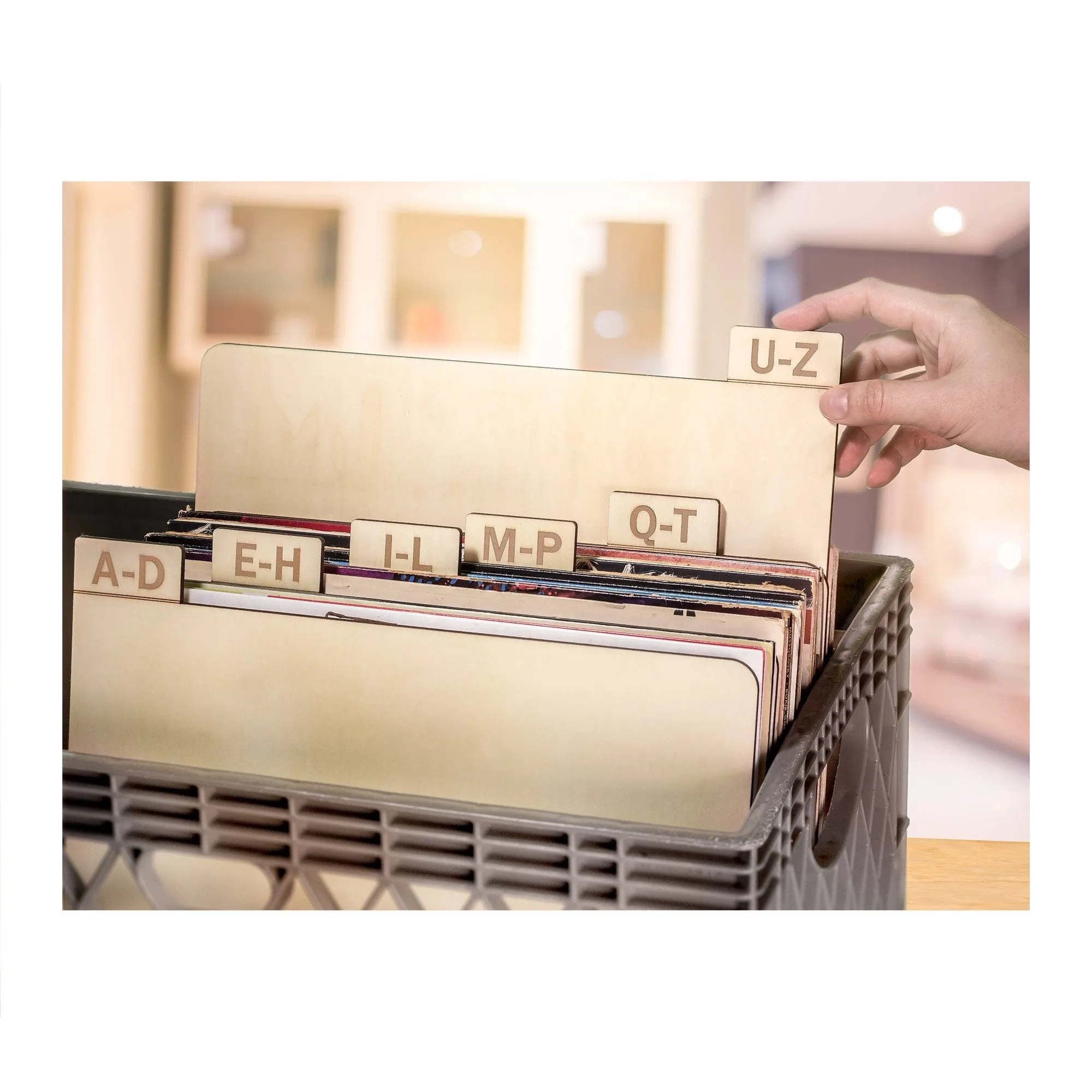 Tunephonik Vertical Laser Cut Wooden Record Dividers To Organize Vinyl Lps Up To 12