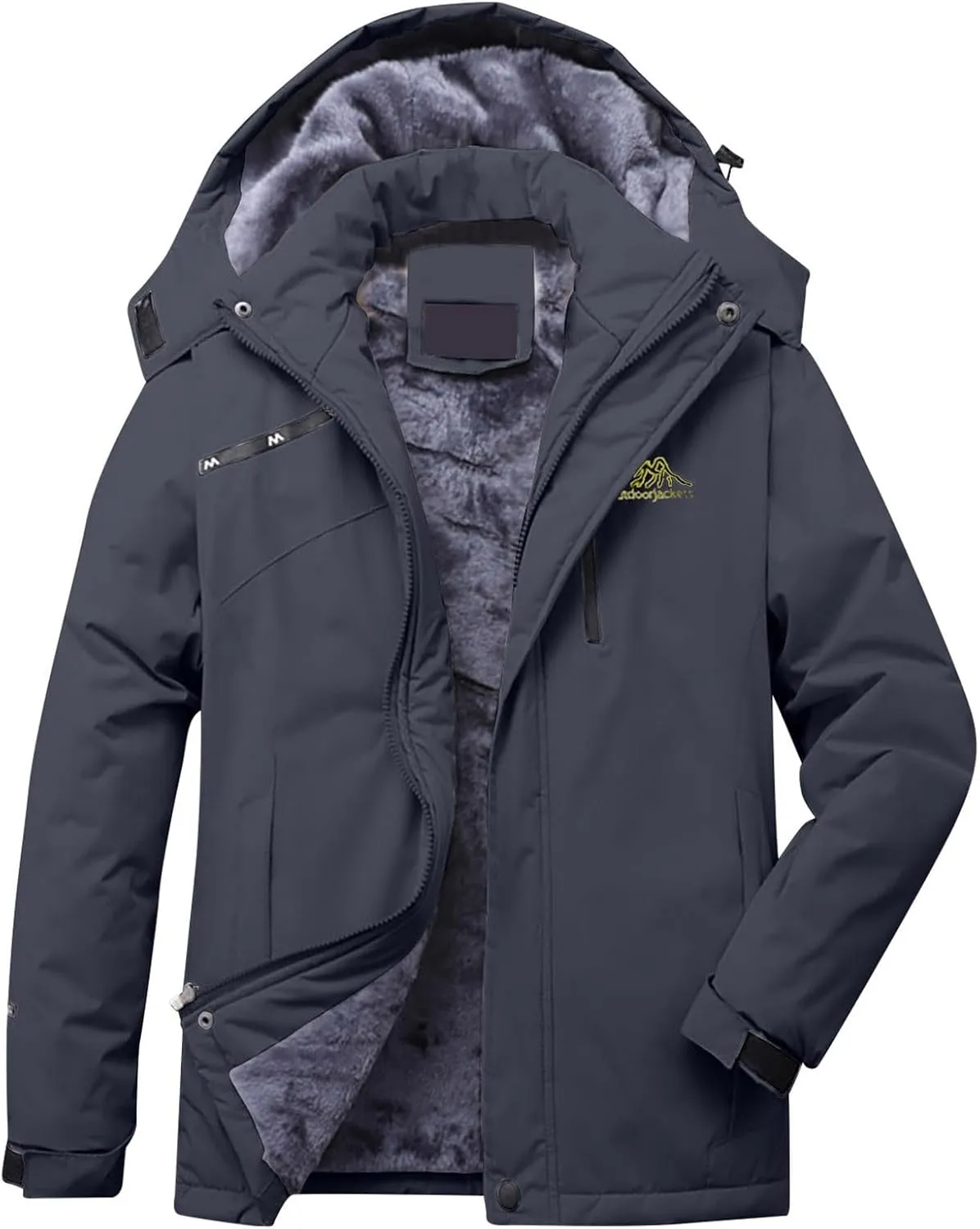 Waterproof Rain Jacket Women Lightweight Outdoor Raincoat Classic Fleece Lining Winter Warm Hoodie for Hiking Travel