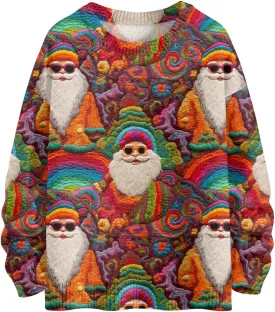Womens Christmas Knit Sweaters Holiday Crewneck Sweatshirts Xmas 3D Graphic Gnomes Santa Shirt Winter Long Sleeve Tops