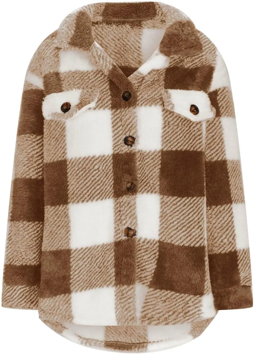 Womens Winter Coats Casual Fuzzy Fleece Shirt Open Front Fall Sherpa Jackets Warm Plaid Cardigans Trendy Outerwear