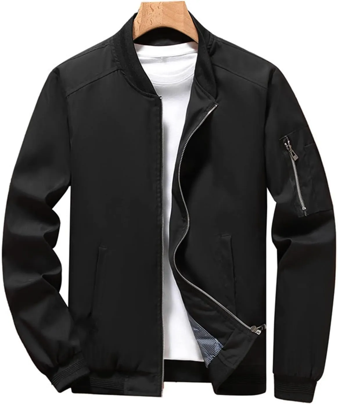Ymosrh Men's Jacket Lightweight Casual Fall Winter Windbreaker Bomber Zip Up Coat with Pocket Jacket for Men, XXXL-L6