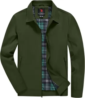 YSENTO Men's Light Jackets Lightweight Bomber Jackets Collared Work Golf Windbreakers with Zip Pockets