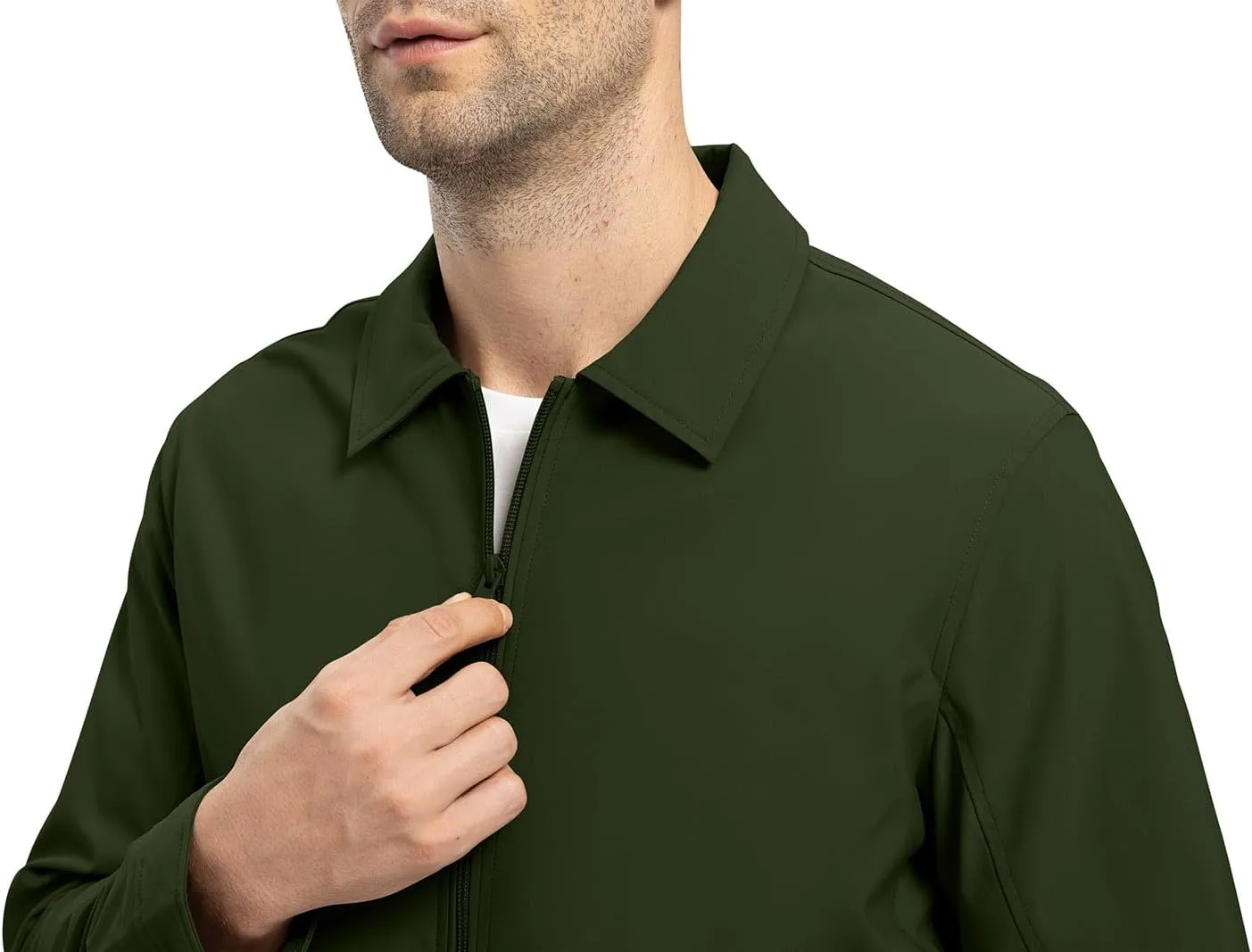 YSENTO Men's Light Jackets Lightweight Bomber Jackets Collared Work Golf Windbreakers with Zip Pockets